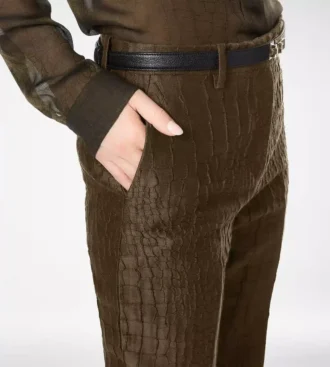 Pantaloni drepți croco jacquard