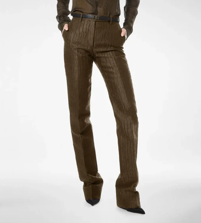 Pantaloni drepți croco jacquard