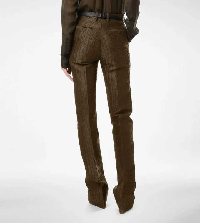 Pantaloni drepți croco jacquard
