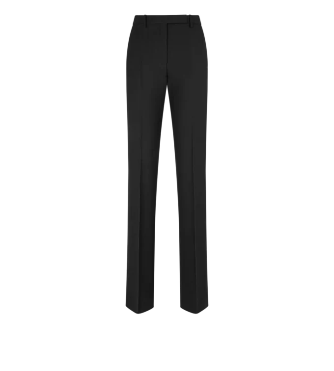 Pantaloni drepți croiți din amestec de lână și mătase Pantaloni drepți croiți din amestec de lână și mătase