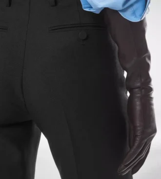 Pantaloni drepți croiți din amestec de lână și mătase