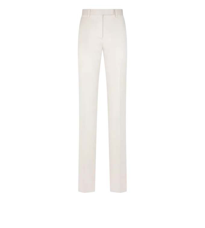 Pantaloni drepți croiți din bumbac spălat și amestec de mătase Duchesse Pantaloni drepți croiți din bumbac spălat și amestec de mătase Duchesse
