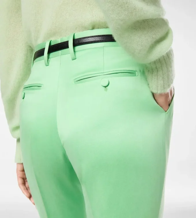 Pantaloni drepți croiți din bumbac spălat și amestec de mătase Duchesse Pantaloni drepți croiți din bumbac spălat și amestec de mătase Duchesse