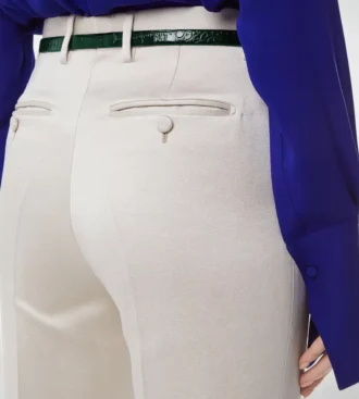 Pantaloni drepți croiți din bumbac spălat și amestec de mătase Duchesse