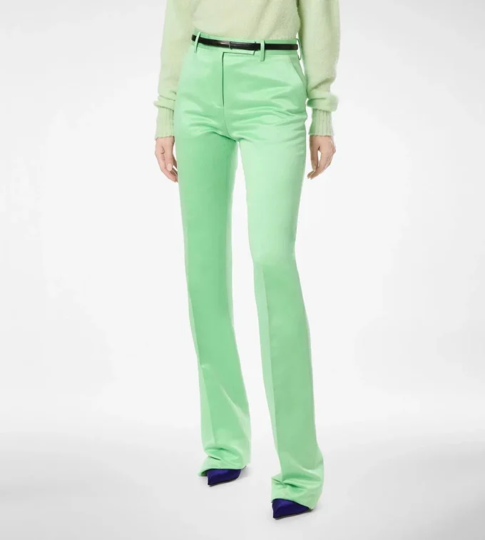 Pantaloni drepți croiți din bumbac spălat și amestec de mătase Duchesse Pantaloni drepți croiți din bumbac spălat și amestec de mătase Duchesse