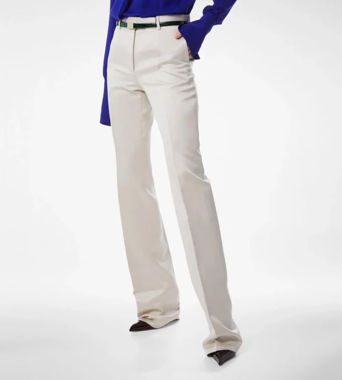 Pantaloni drepți croiți din bumbac spălat și amestec de mătase Duchesse Pantaloni drepți croiți din bumbac spălat și amestec de mătase Duchesse