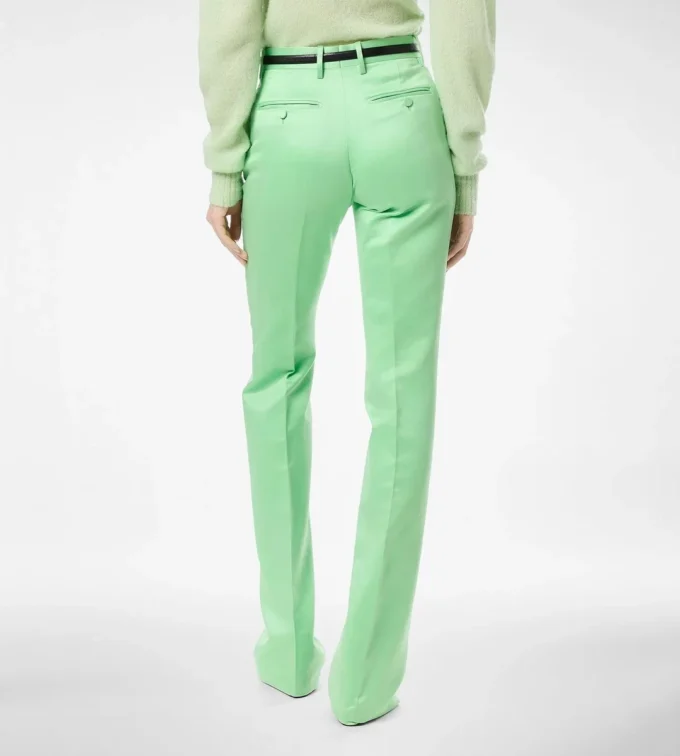 Pantaloni drepți croiți din bumbac spălat și amestec de mătase Duchesse Pantaloni drepți croiți din bumbac spălat și amestec de mătase Duchesse