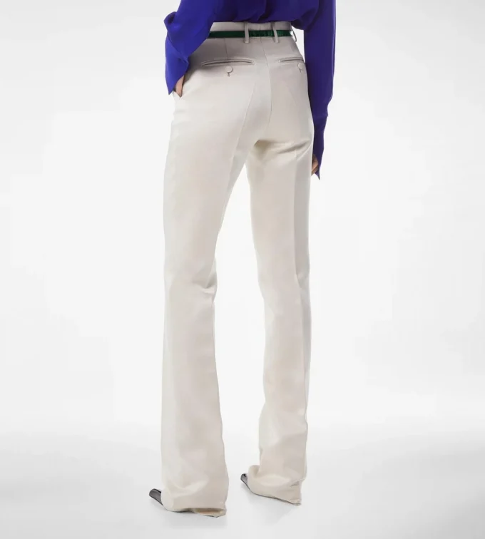 Pantaloni drepți croiți din bumbac spălat și amestec de mătase Duchesse Pantaloni drepți croiți din bumbac spălat și amestec de mătase Duchesse