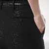 Pantaloni drepți croiți din crep din amestec de lână cu paiete Pantaloni drepți croiți din crep din amestec de lână cu paiete