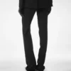 Pantaloni drepți croiți din crep din amestec de lână cu paiete Pantaloni drepți croiți din crep din amestec de lână cu paiete