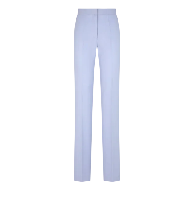 Pantaloni drepți croiți din lână ușoară cu două fețe Pantaloni drepți croiți din lână ușoară cu două fețe