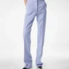 Pantaloni drepți croiți din lână ușoară cu două fețe Pantaloni drepți croiți din lână ușoară cu două fețe