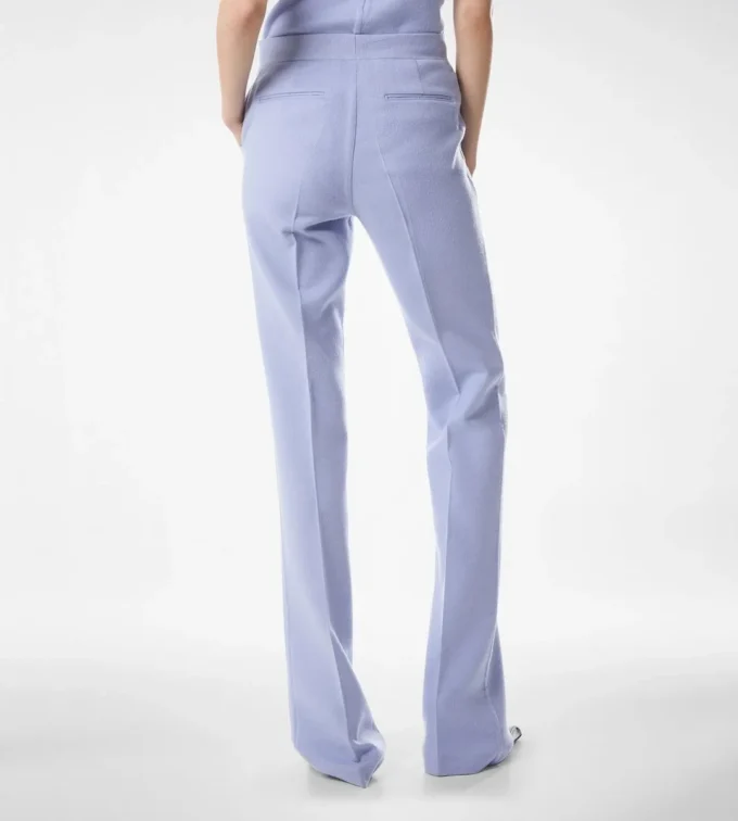 Pantaloni drepți croiți din lână ușoară cu două fețe Pantaloni drepți croiți din lână ușoară cu două fețe
