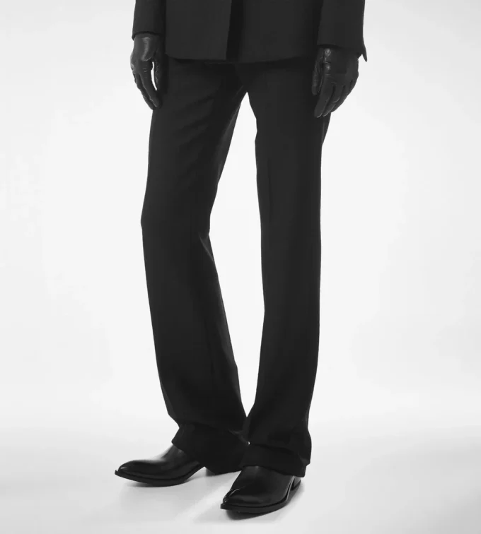 Pantaloni drepți croiți în zig-zag Pantaloni drepți croiți în zig-zag