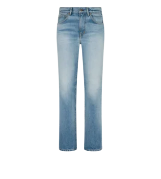 Pantaloni drepți din denim spălați cu pietre Pantaloni drepți din denim spălați cu pietre