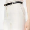 Pantaloni drepți din lână și mătase cu dungi în nuanțe de umbră Pantaloni drepți din lână și mătase cu dungi în nuanțe de umbră