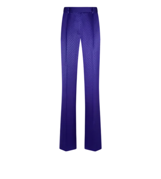 Pantaloni drepți plisați din jacquard cu buline