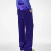 Pantaloni drepți plisați din jacquard cu buline Pantaloni drepți plisați din jacquard cu buline