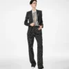 Pantaloni drepți relaxați, cu pliuri, din lână și bumbac Barathea, cu dungi Pantaloni drepți relaxați, cu pliuri, din lână și bumbac Barathea, cu dungi