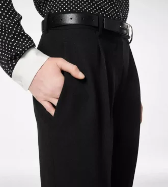 Pantaloni drepți, relaxați, cu pliuri, Sharp Grain De Poudre