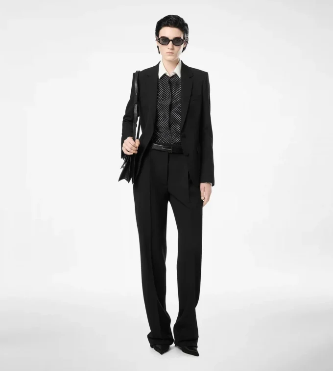 Pantaloni drepți, relaxați, cu pliuri, Sharp Grain De Poudre Pantaloni drepți, relaxați, cu pliuri, Sharp Grain De Poudre