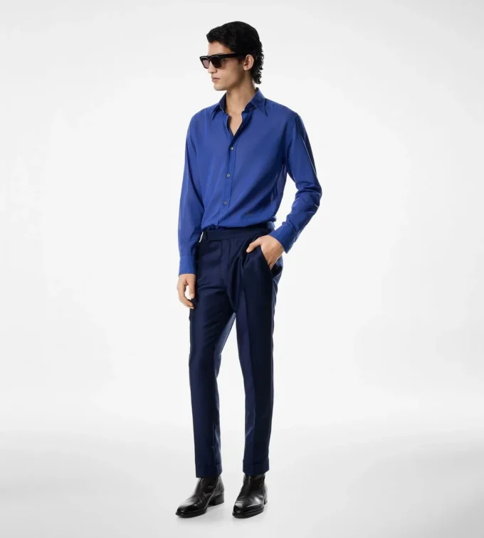Pantaloni Dyllan din mohair și mătase Pantaloni Dyllan din mohair și mătase