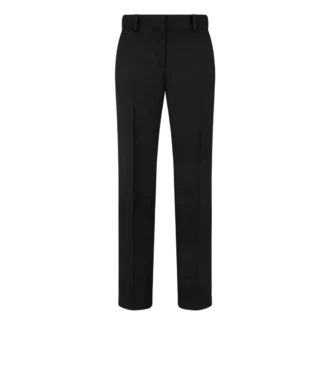 Pantaloni eleganți din gabardină de lână, cu bordură