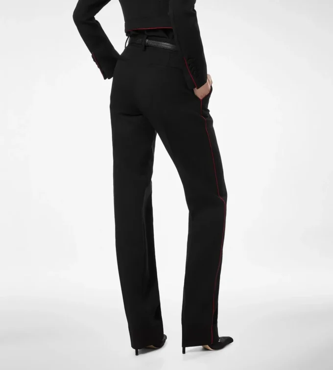 Pantaloni eleganți din gabardină de lână, cu bordură Pantaloni eleganți din gabardină de lână, cu bordură