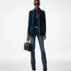 Pantaloni evazați din denim brut elastic Pantaloni evazați din denim brut elastic