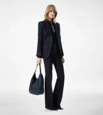 Pantaloni evazați din denim croiți pe măsură Pantaloni evazați din denim croiți pe măsură