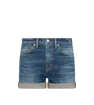 Pantaloni scurți confortabili din denim spălat cu pietre Pantaloni scurți confortabili din denim spălat cu pietre