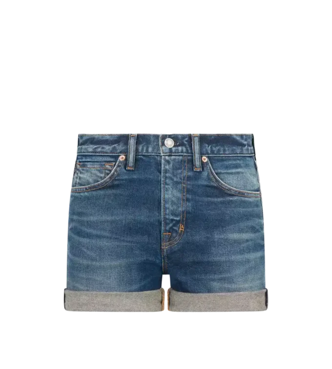Pantaloni scurți confortabili din denim spălat cu pietre Pantaloni scurți confortabili din denim spălat cu pietre