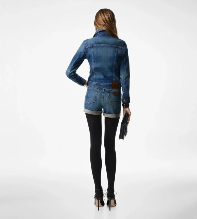 Pantaloni scurți confortabili din denim spălat cu pietre Pantaloni scurți confortabili din denim spălat cu pietre