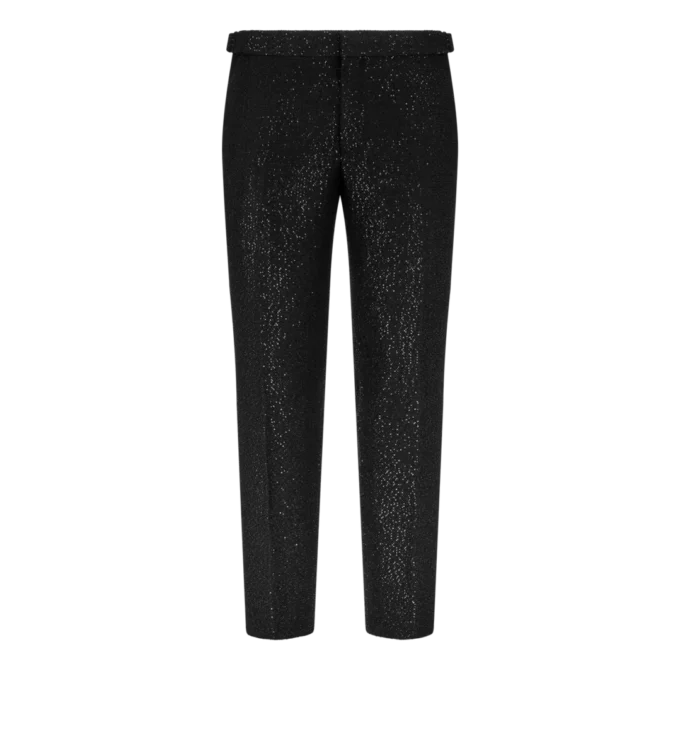 Pantaloni ușori din bouclé cu paiete Pantaloni ușori din bouclé cu paiete