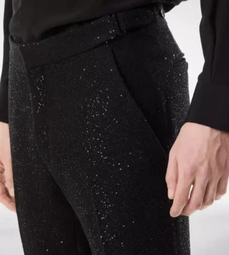 Pantaloni ușori din bouclé cu paiete