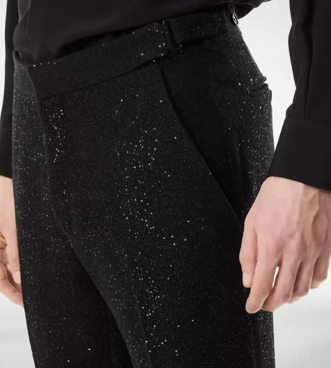 Pantaloni ușori din bouclé cu paiete Pantaloni ușori din bouclé cu paiete