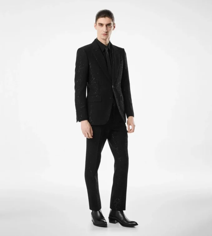 Pantaloni ușori din bouclé cu paiete Pantaloni ușori din bouclé cu paiete