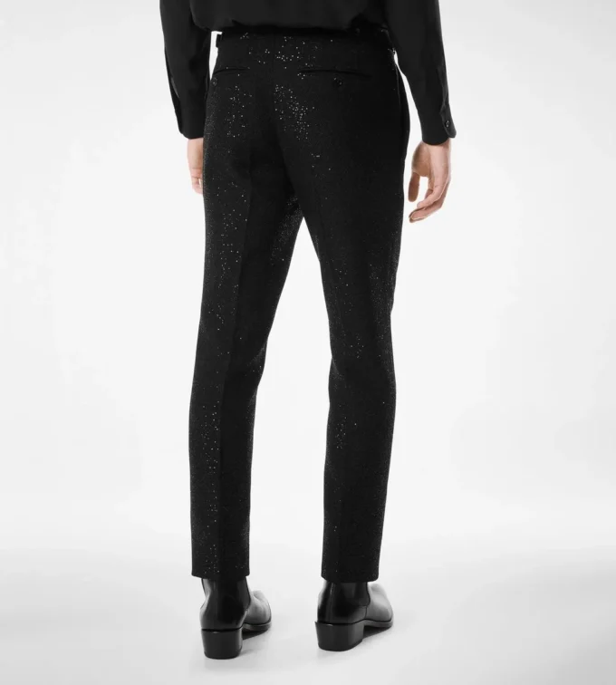 Pantaloni ușori din bouclé cu paiete Pantaloni ușori din bouclé cu paiete