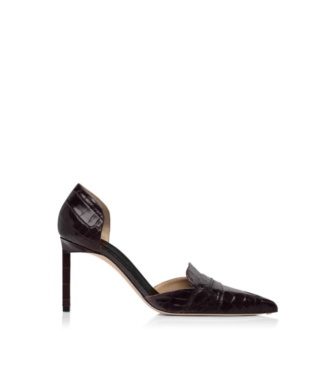 Pantofi Eva D’Orsay din piele de crocodil ștanțată lucioasă Pantofi Eva D’Orsay din piele de crocodil ștanțată lucioasă