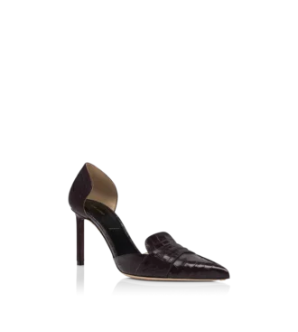 Pantofi Eva D’Orsay din piele de crocodil ștanțată lucioasă