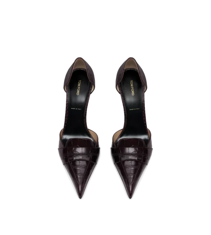 Pantofi Eva D’Orsay din piele de crocodil ștanțată lucioasă Pantofi Eva D’Orsay din piele de crocodil ștanțată lucioasă