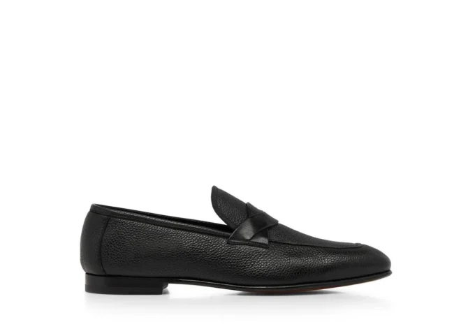 Pantofi loafer Sean Twisted Band din piele granulată