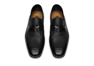 Pantofi loafer Sean Twisted Band din piele granulată
