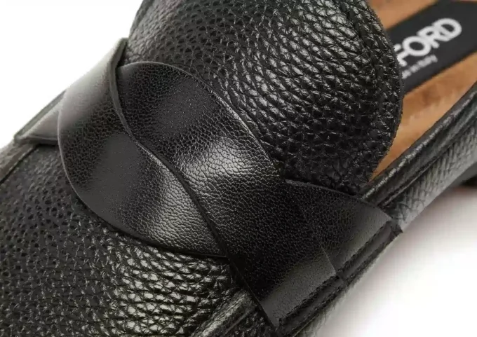 Pantofi loafer Sean Twisted Band din piele granulată