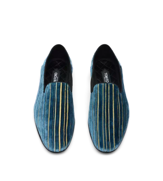 Papuci Steven din catifea jacquard