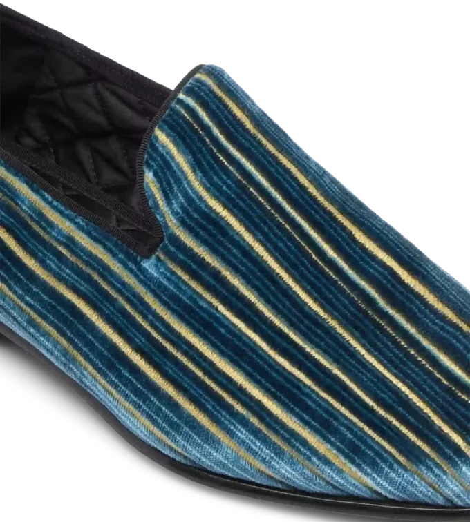 Papuci Steven din catifea jacquard