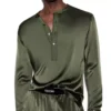 Pijama din mătase Henley 