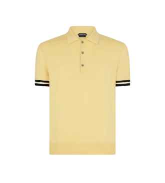 Polo din bumbac și mătase cu bordură contrastantă