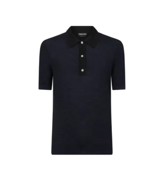 Polo din lână merino bicolor
