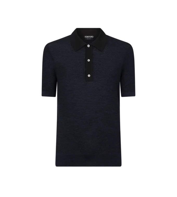 Polo din lână merino bicolor